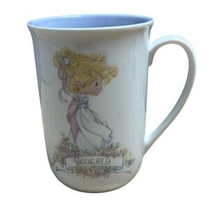 Vintage Beverly Precious Moments Tea Mug with Floral Design 1991 Ensenco 6oz